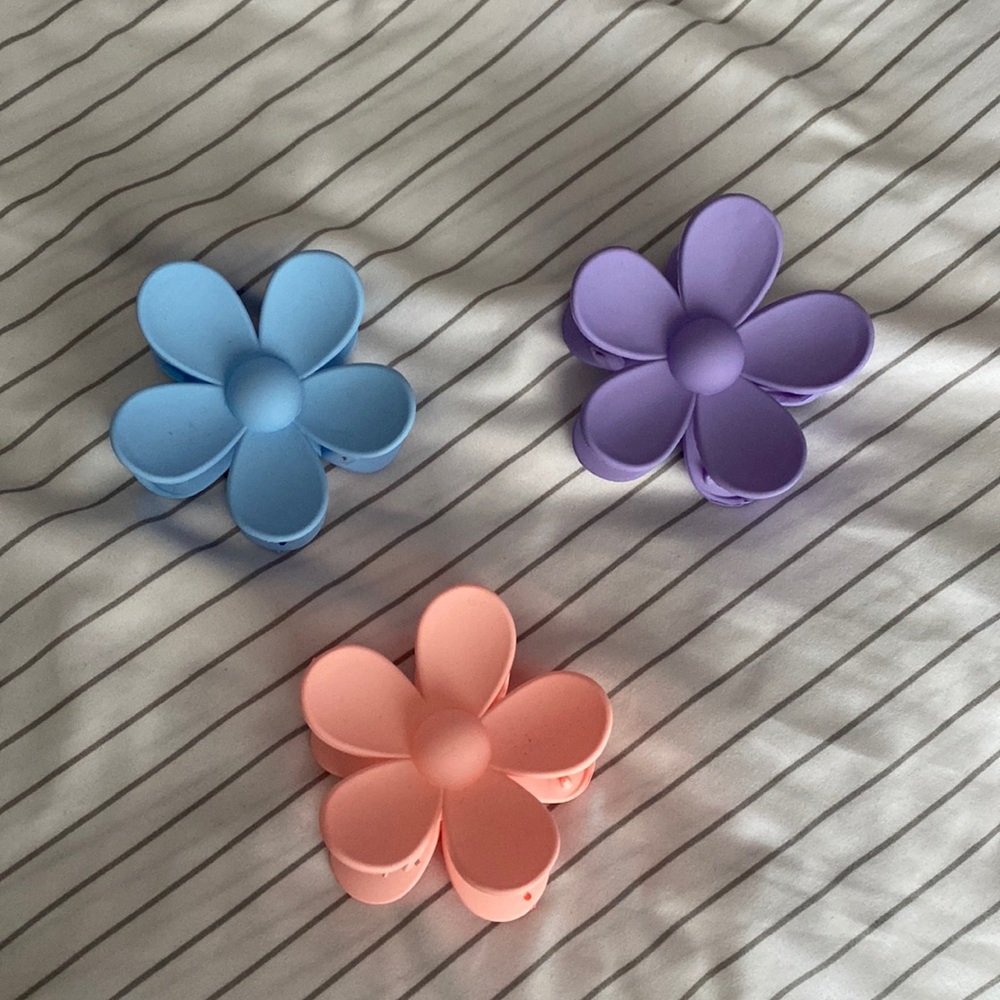 3 Pack Flower Claw Clips